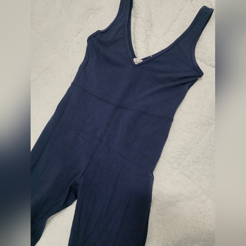 Wilfred Free Navy Jumpsuit - V Cut (Front And Back) - Size Small - Ankle Length